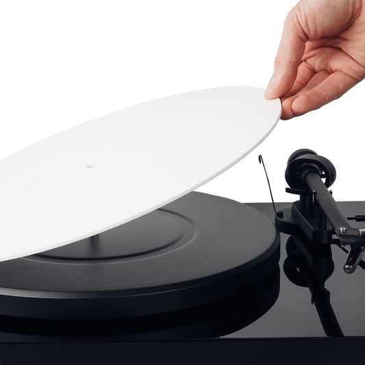 Hudson Hi-Fi Estera giratoria de acrílico - LP Slipmat para tornamesas y Tocadiscos de Vinilo - Blanco