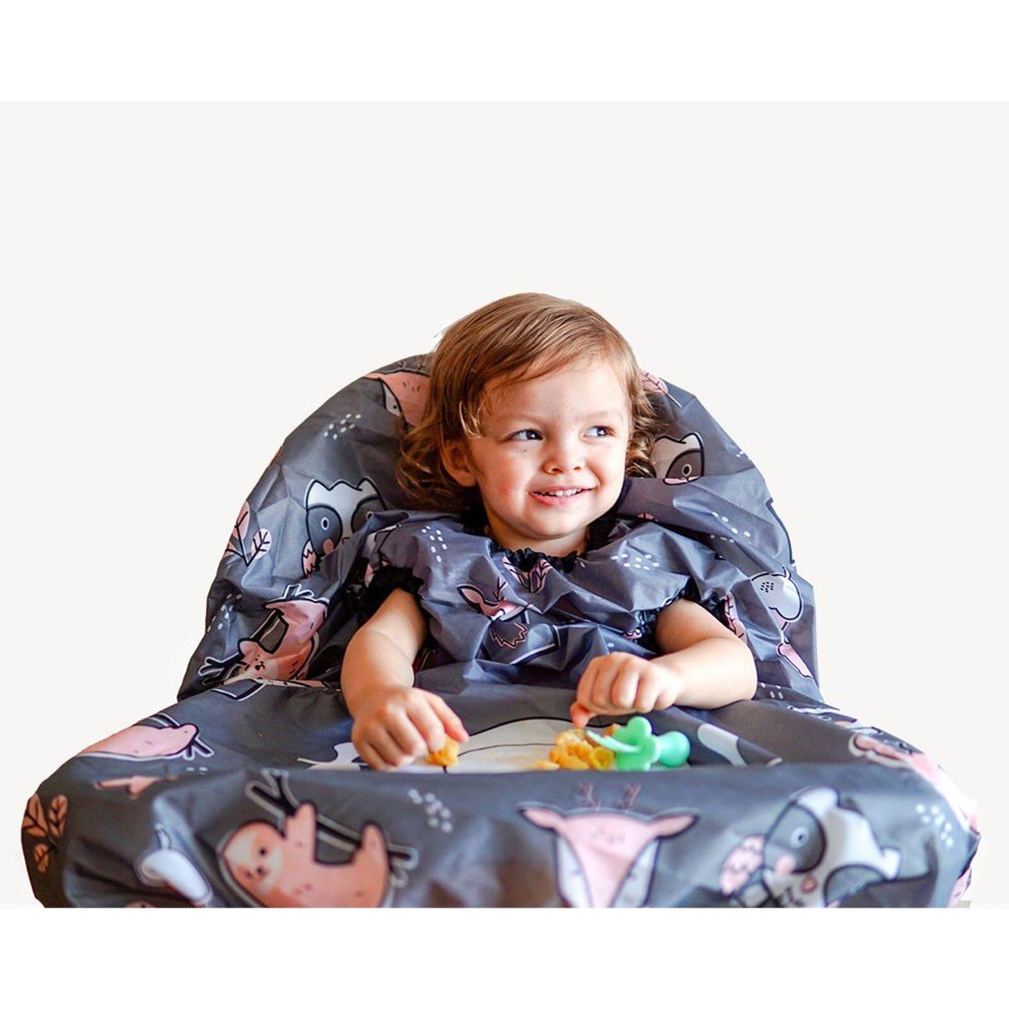 Grabease Allover - Babero impermeable para bebé, lavable a máquina, bata de cobertura completa con mangas largas, babero autoalimentado, color gris, paquete de 1, edades de 6 a 24 meses