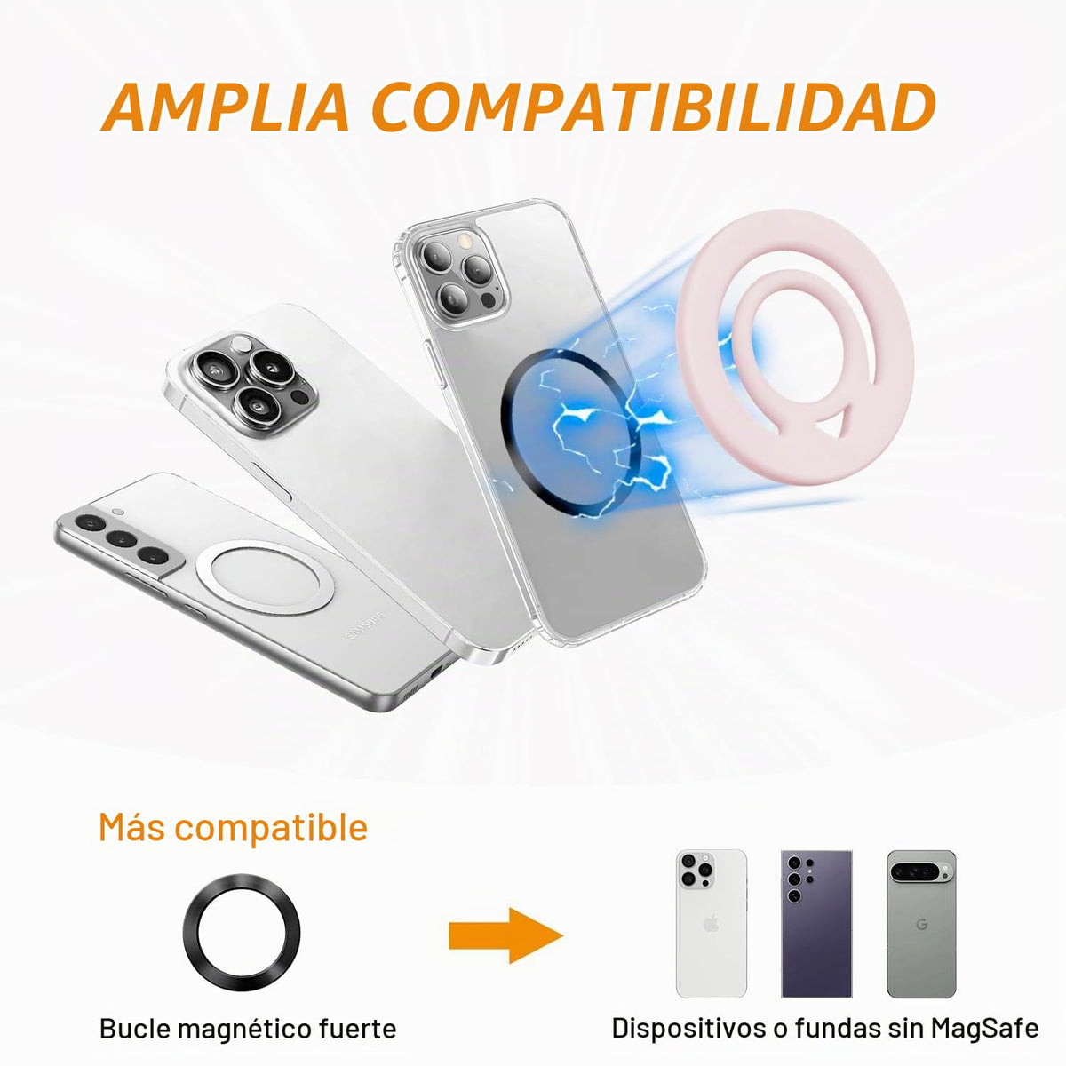 Soporte Magnético Dual Vitomas Rosa con Anillo Mejorado para iPhone