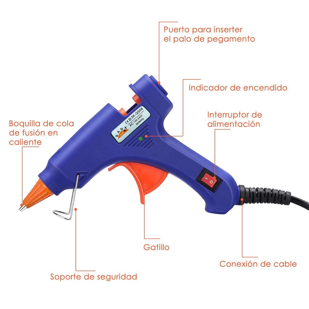 Pistola Mini Sojitas Azul 50 Barras Pegamento Caliente para Bricolaje