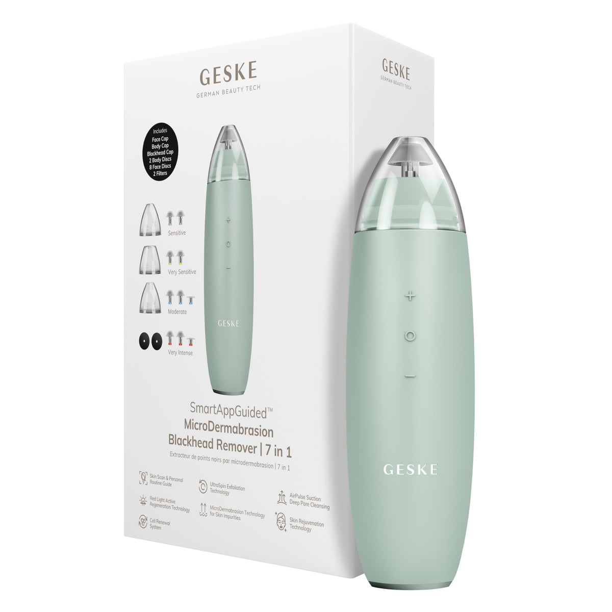 GESKE | SmartAppGuided™ MicroDermabrasion Blackhead Remover | Eliminador de puntos negros 7 en 1 | Limpiador de poros eléctrico | limpieza al vacío innovadora | herramientas de belleza