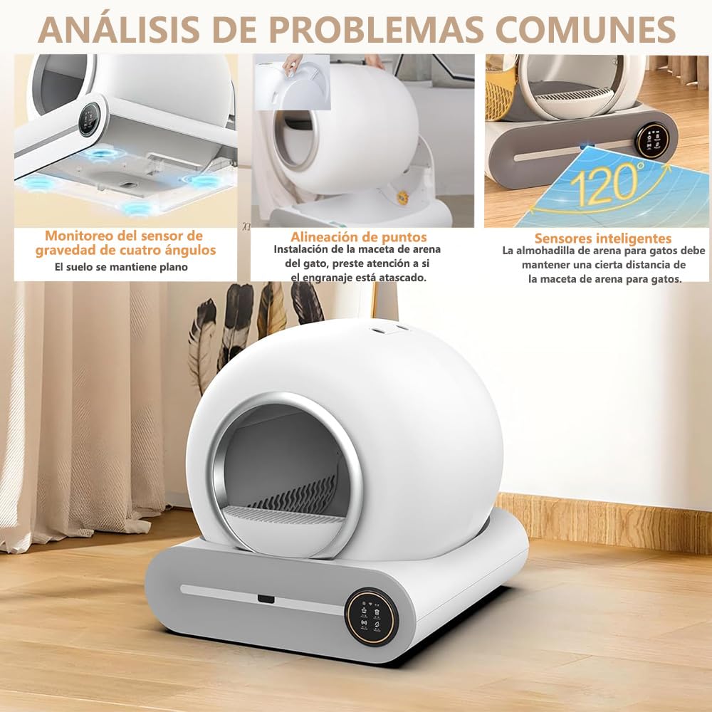 Fateplay Arenero para Gato Autolimpiable 65 litros, Bandeja Sanitaria Automática Smart Cat House, Caja de Arena para Gatos Autolimpiable Casa para Gatos App Smart Litter Box