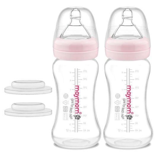 Botella Ancha Maymom Rosa con Disco SureSeal para Alimentación y Almacenamiento de Leche Materna