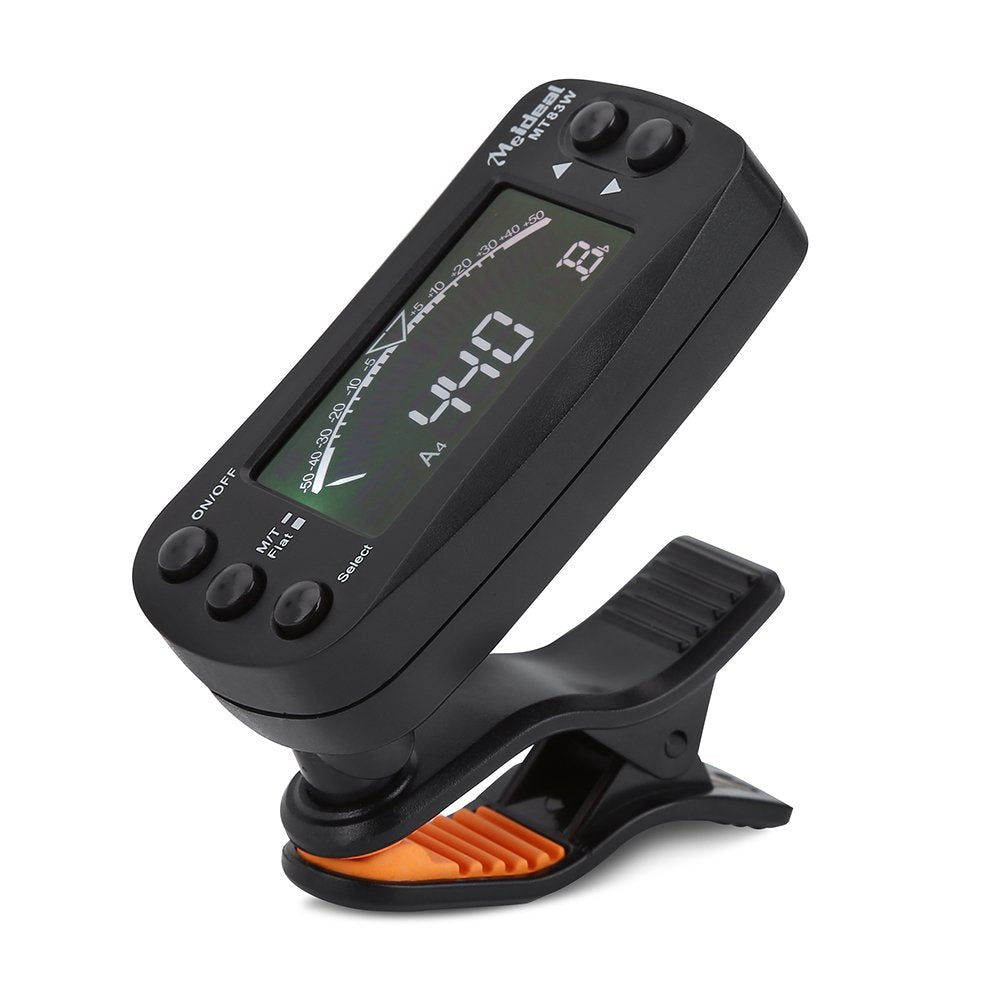 Bnineteenteam Clip On Guitar Tuner, 2 in 1 Guitar Tuner with Metrónomo, Digital Guitar Tuner with LCD Display, Portable Clip-On for Guitar, Bass, Violin, Ukulele, Musician, Student, Home Use
