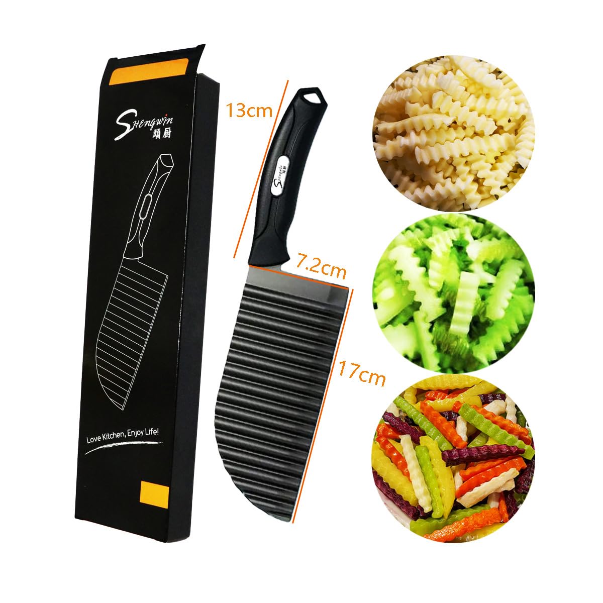 Cortador de Patatas SHengwin Acero Inoxidable Cuchillo Ondulado para Verduras y Frutas
