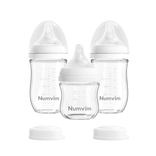 Biberones de Vidrio Natural para Recién Nacidos con Tetina Anticólicos Blanco Pack de 3