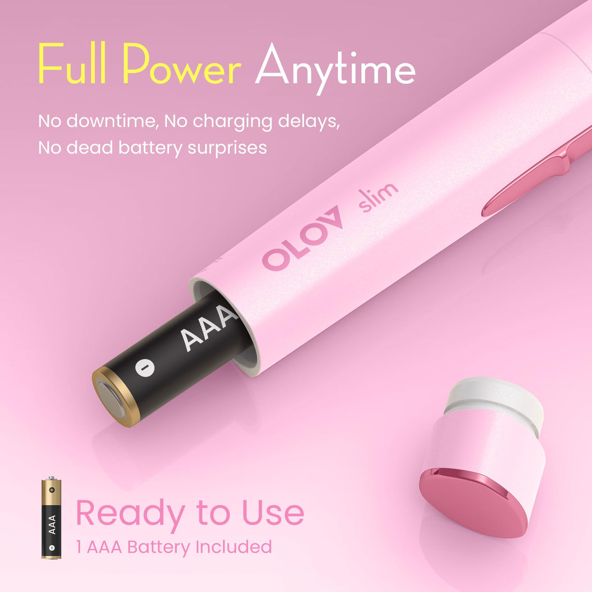 OLOV - Depilación facial delgada para mujer, cortadora de cejas sin dolor con cabeza pivotante, removedor de vello corporal eléctrico que funciona con pilas, con 2 cuchillas reemplazables para la cara