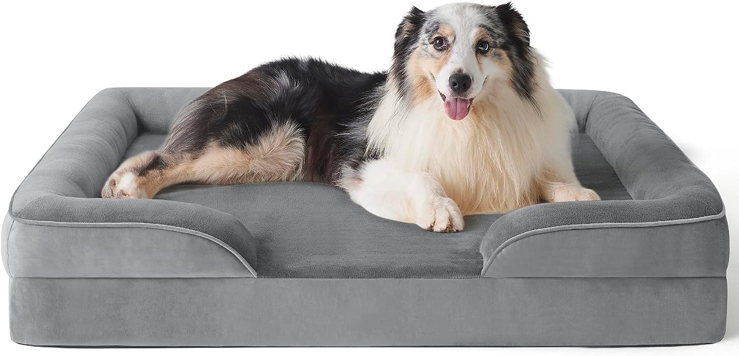 Cama para Perro OGAGU Gris Extra Grande Transpirable e Impermeable con Soporte para Cabeza y Funda Lavable Antideslizante