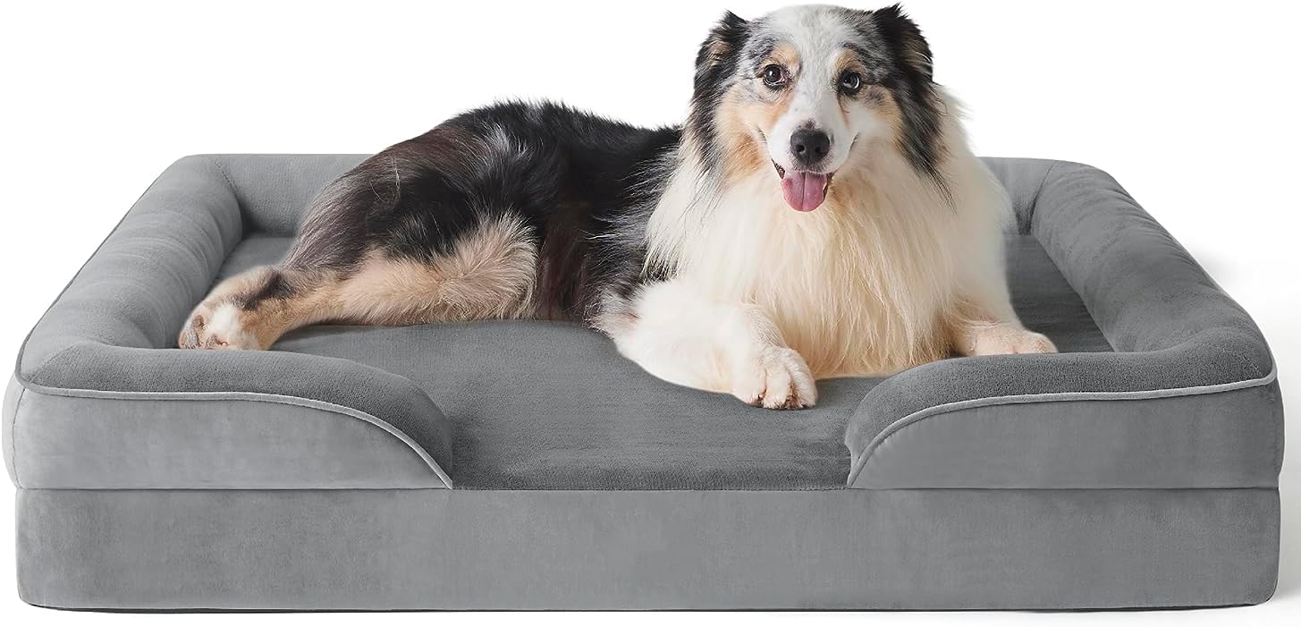 Cama para Perro OGAGU Gris Extra Grande Transpirable e Impermeable con Soporte para Cabeza y Funda Lavable Antideslizante