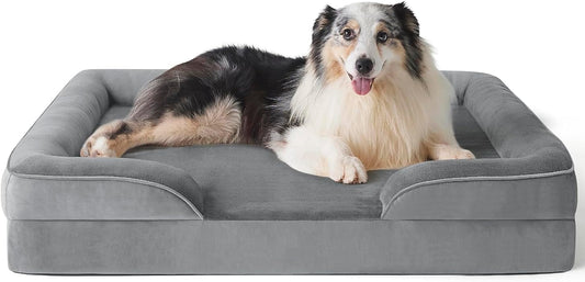 Cama para Perro OGAGU Gris Extra Grande Transpirable e Impermeable con Soporte para Cabeza y Funda Lavable Antideslizante