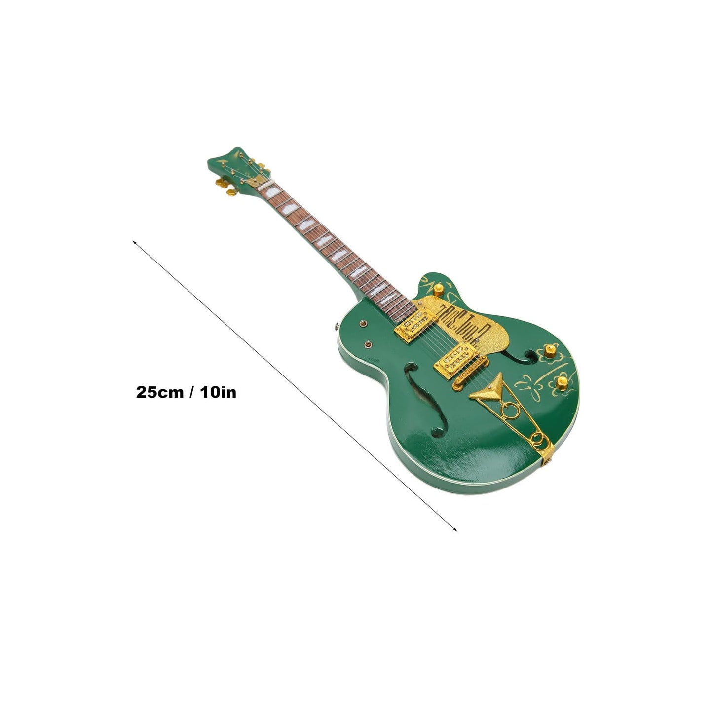 Tyenaza Guitarra Miniatura, Modelo de Guitar de Madera de 10 Pulgadas, Modelo de Guitarras Eléctrica en Miniatura Verde con Soporte y Estuche, Juguete Guitar Acústica Regalo para Niño y Niña