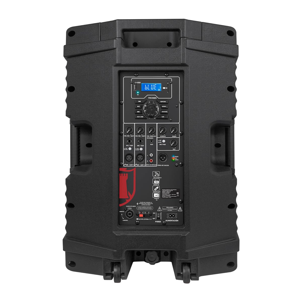 Kaiser Bafle Profesional Altavoz de 15 Pulgadas Circle Light, 20000 W PMPO, 50 W RMS, con Bluetooth, FM, USB, Micro SD, Entrada AUX, Micrófono con Cable, Control Remoto MSA-9716