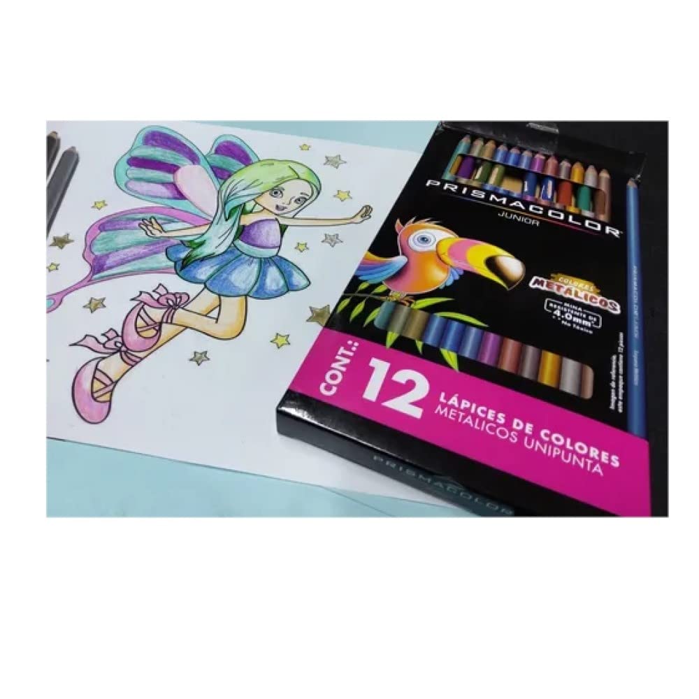 COLORES JUNIOR METALICOS CON 12 PIEZAS LAPICES DE COLORES METALICOS UNIPUNTA JUNIOR CON 12 PIEZAS NUEVA EDICION PSA COMPUTO Y PAPELERIA