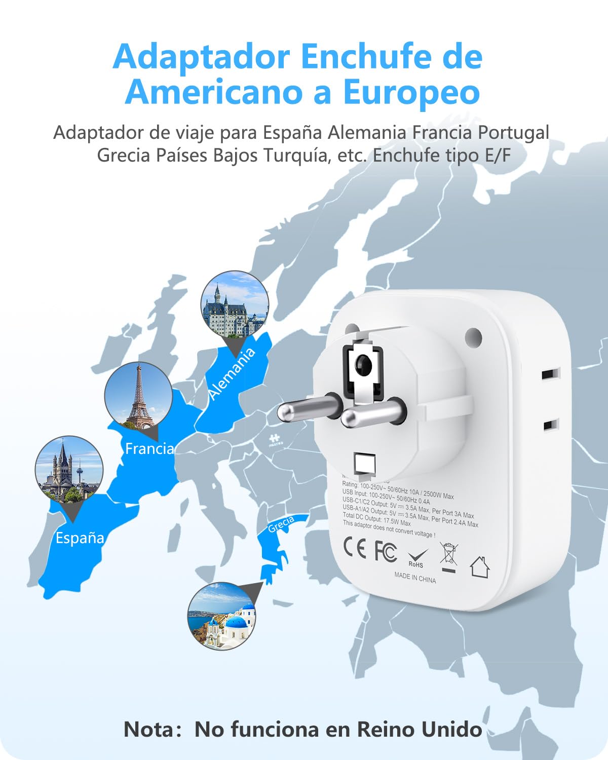 Adaptador de Corriente LENCENT Blanco con 4 Salidas