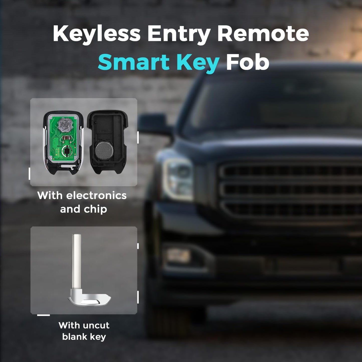 HelloAuto - Llavero para GMC Yukon/Yukon XL, Chevy Tahoe Suburban Key Remote 2015-2020 (HYQ1AA) con 6 botones