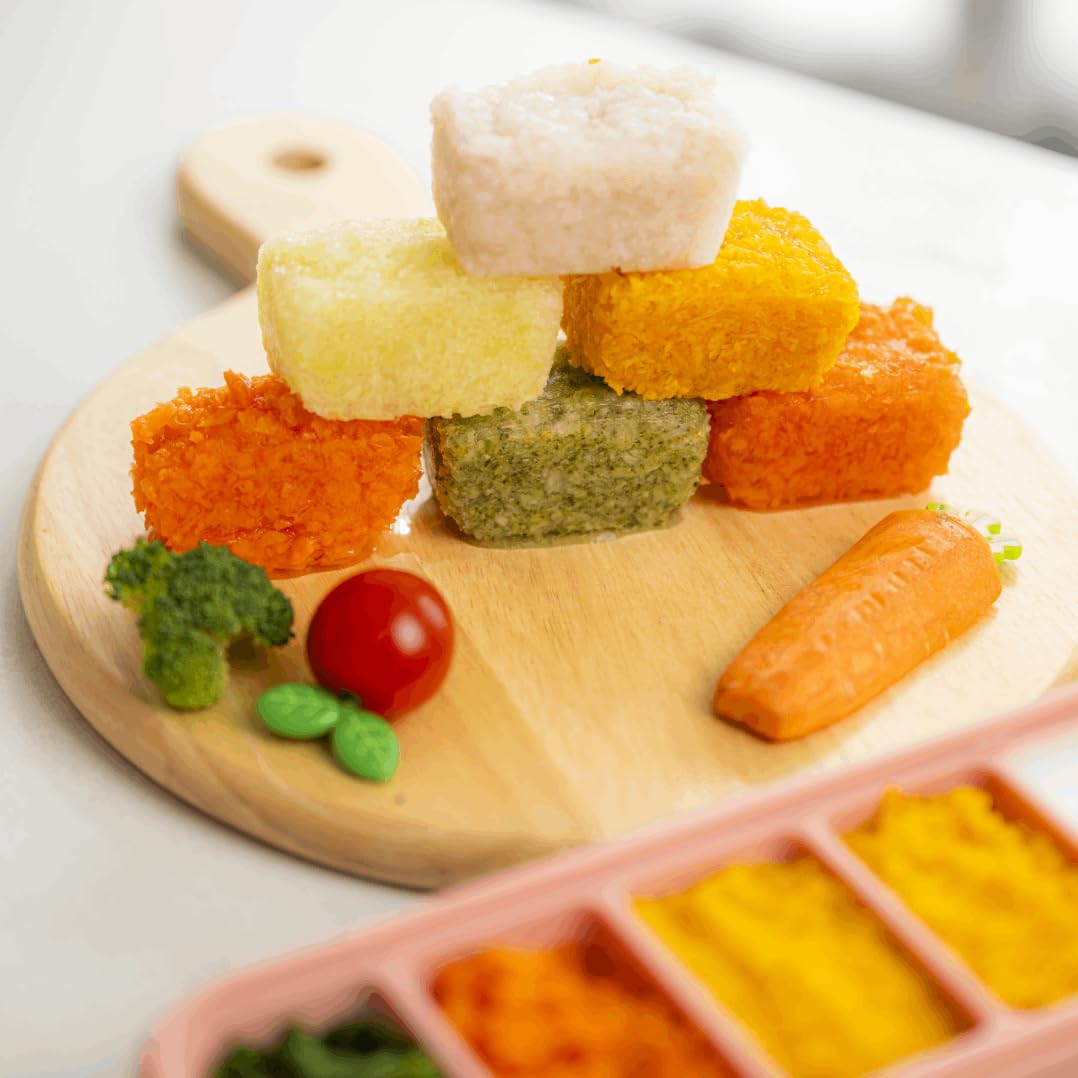 AGUARD MOMOBIN - Bandeja de silicona para congelar, fabricada en Corea, preparación de comidas, bandejas de almacenamiento de alimentos con tapas para purés, sopas, alimentos sólidos, frutas