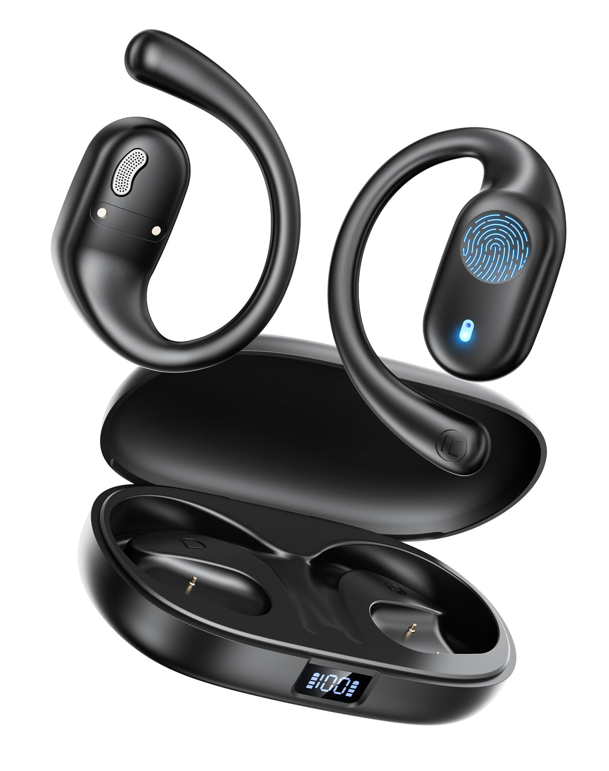 Auriculares Deportivos Eigsupia Abiertos Bluetooth 5.3 con Visualización Digital para Ciclismo