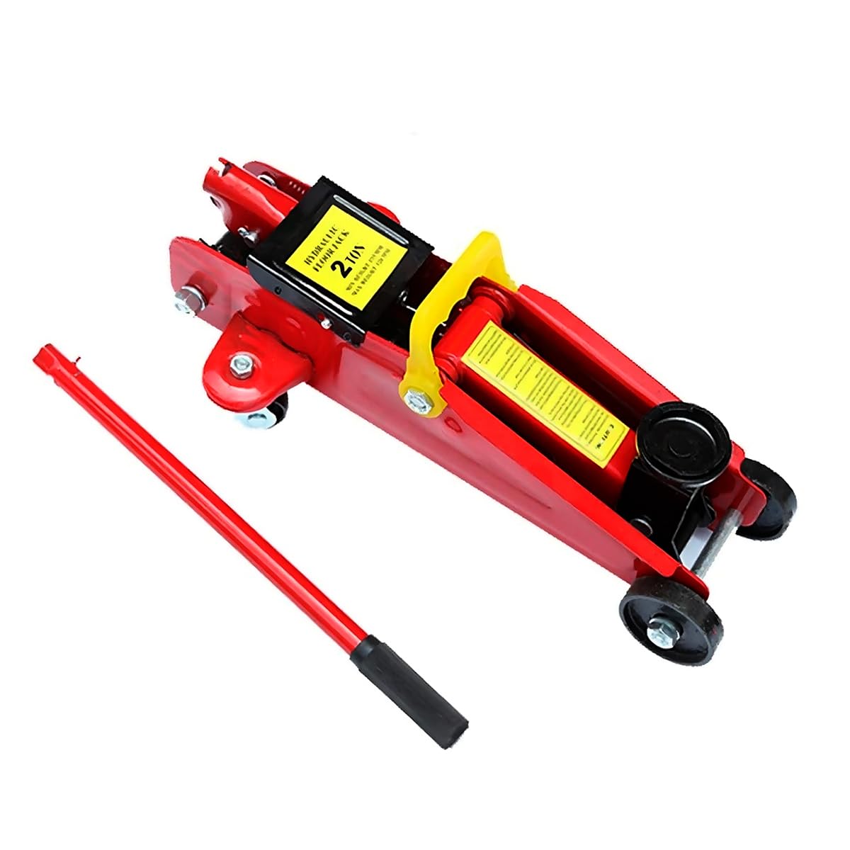 Gato Hidráulico RagaBasics Rojo de Acero Inoxidable con Seguros de Llantas y Agarradera Portátil