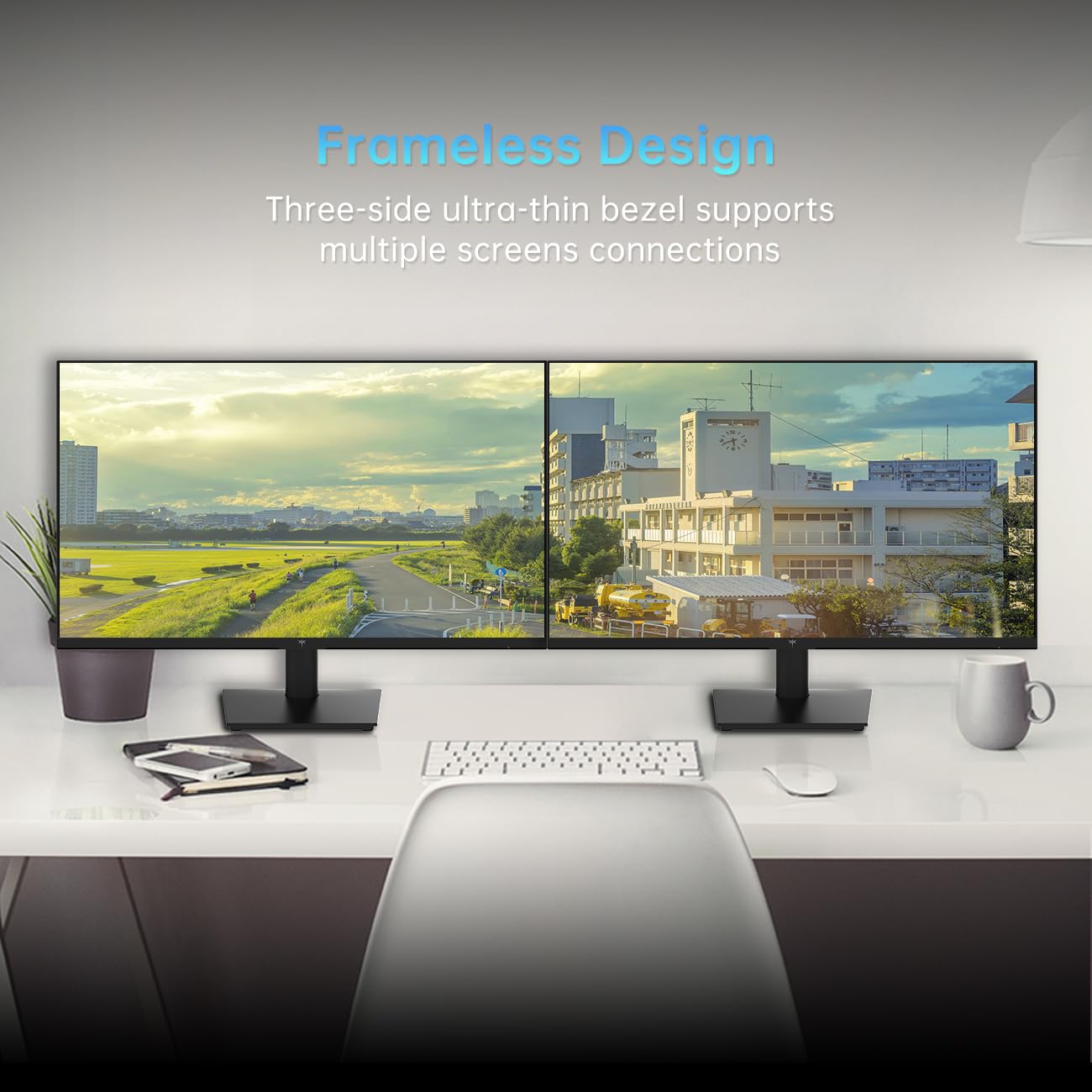 KTC Monitor de computadora Full HD de 24 Pulgadas 1080P, Monitor de Juegos sin Marco HDR10 de 100 Hz, con Puertos Freesync, HDMI y VGA, Monitor de PC para Trabajar, VESA, inclinación Ajustable,