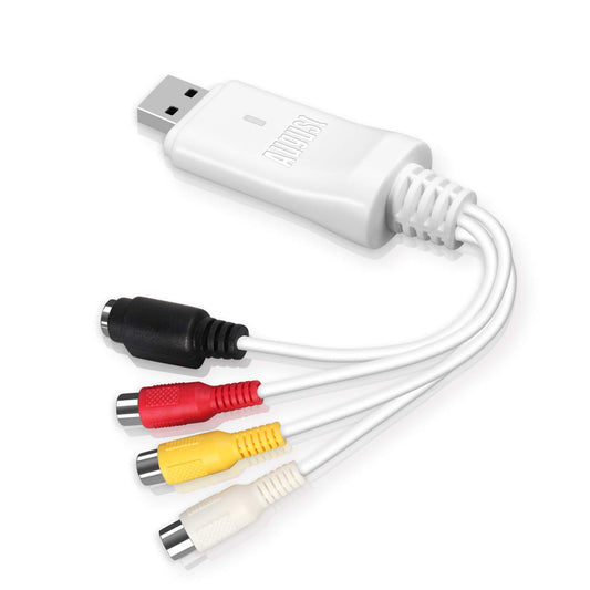 August Tarjeta de Captura de vídeo USB VGB300 - Transferencia VHS Hi8 de 8 mm a PC o Mac Compuesto en o S-Video para videocámaras y grabadora de vídeo VCR/Captura para Xbox 360 y PS3 Gameplay