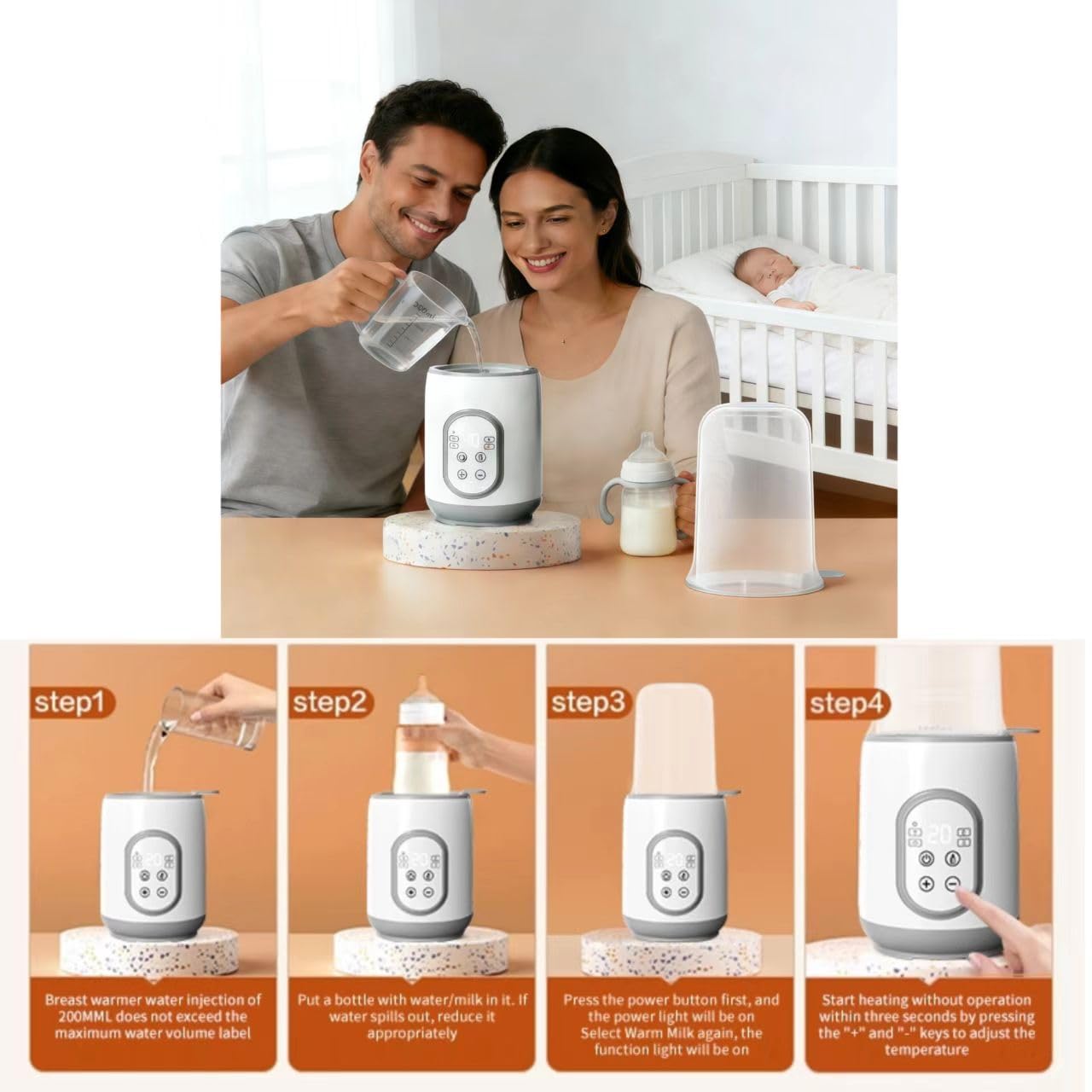 ZONV Calientabiberones, calientabiberones rápidos para leche materna y fórmula, con temporizador, función para mantener caliente, calienta biberones.