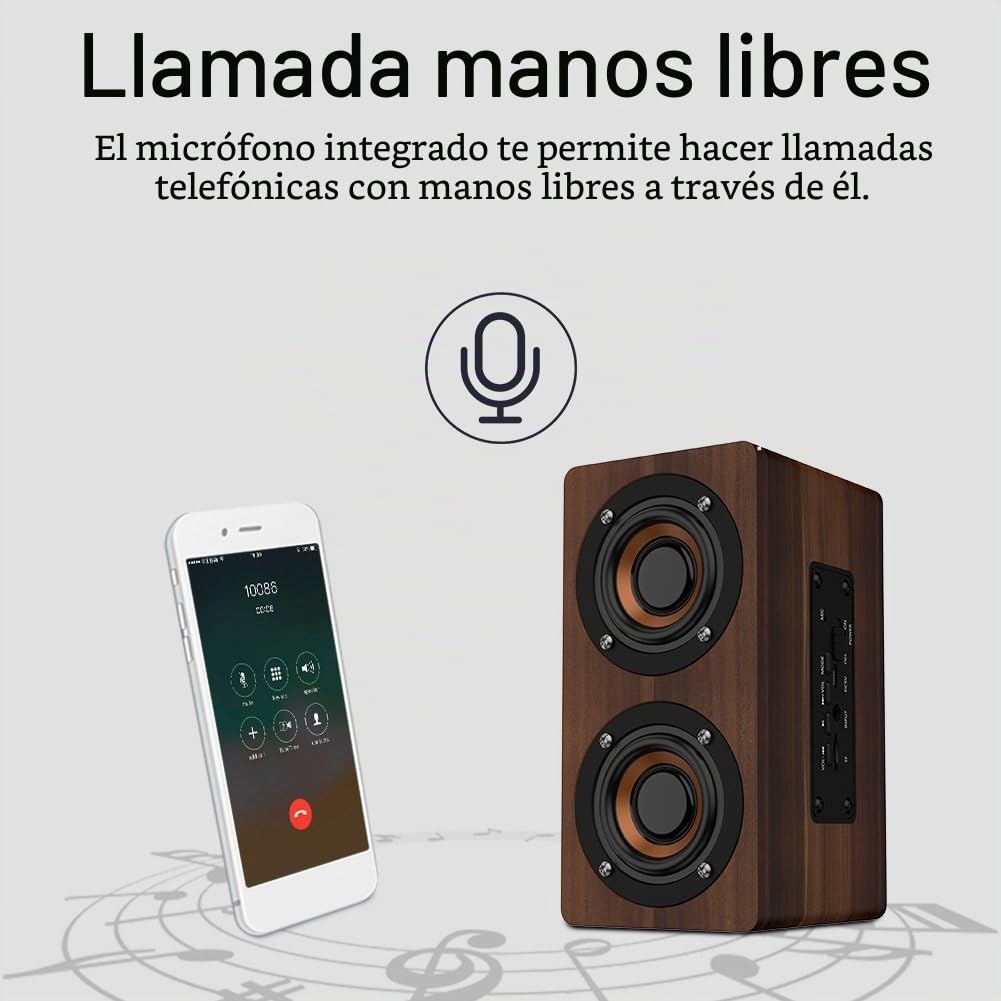 Altavoz Bluetooth Oumij Marrón con Subwoofer Estéreo y Radio FM para Música de Alta Fidelidad