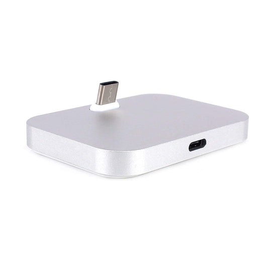Base de Carga USB Tipo C Yeebline Plata Aleación de Aluminio Compatible con iPhone 15 Series, Nexus 6P/5X, OnePlus 3T/3/2 y Dispositivos USB-C