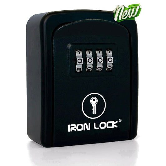 Iron Lock® - Caja de bloqueo para llave de pared con combinación de 4 dígitos, código reiniciable, interruptor A B y capacidad de 5 llaves, caja de seguridad impermeable para interiores y exteriores