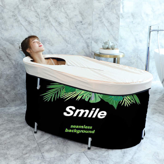 Bañera plegable portátil para remojar la bañera, ecológica, para ducha (hoja verde)