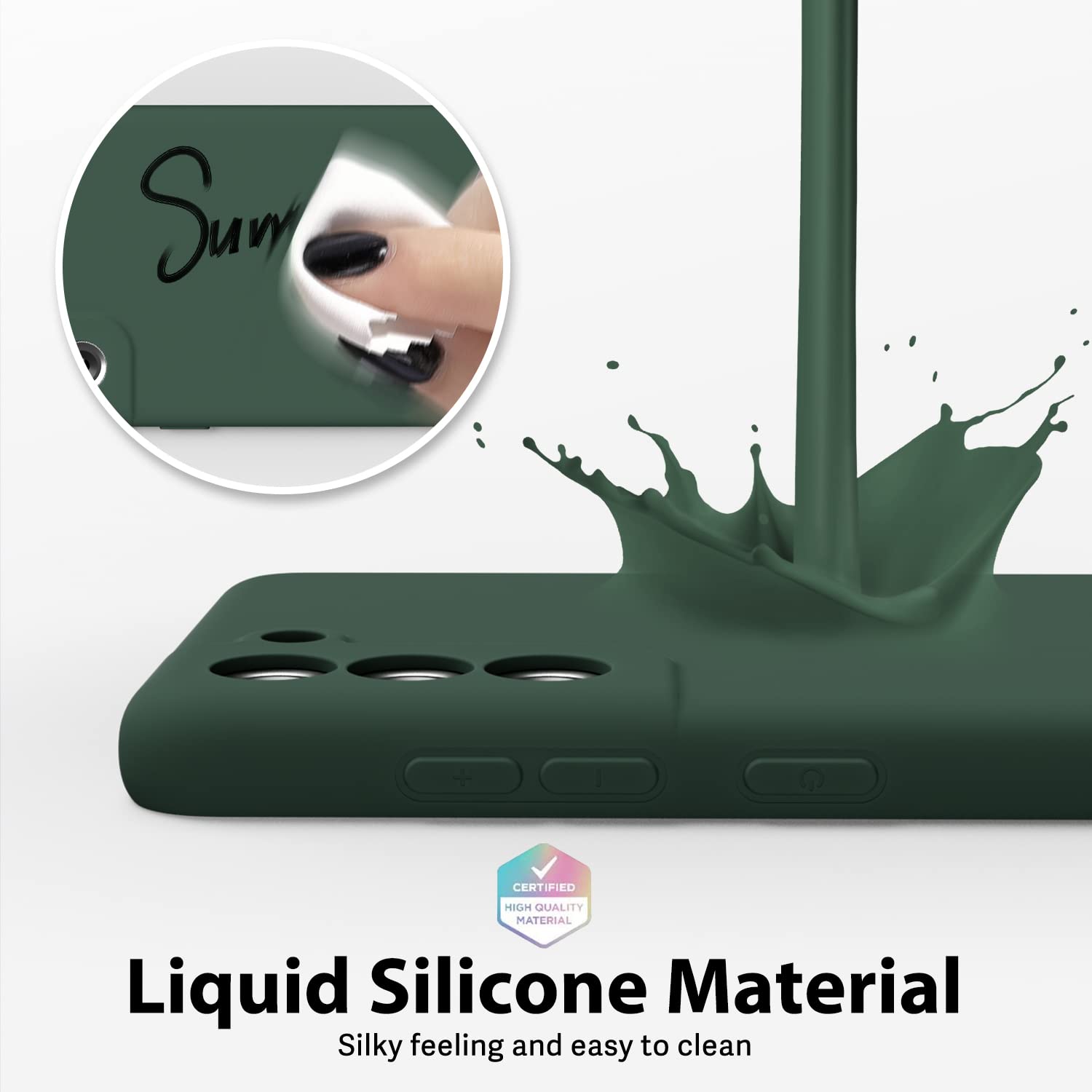 Oakxco - Funda de silicona líquida para Samsung Galaxy S21 FE 5G, bonita funda delgada de goma suave TPU lisa de gel para mujeres y niñas, diseño estético, sólido mate protector y a prueba de golpes,