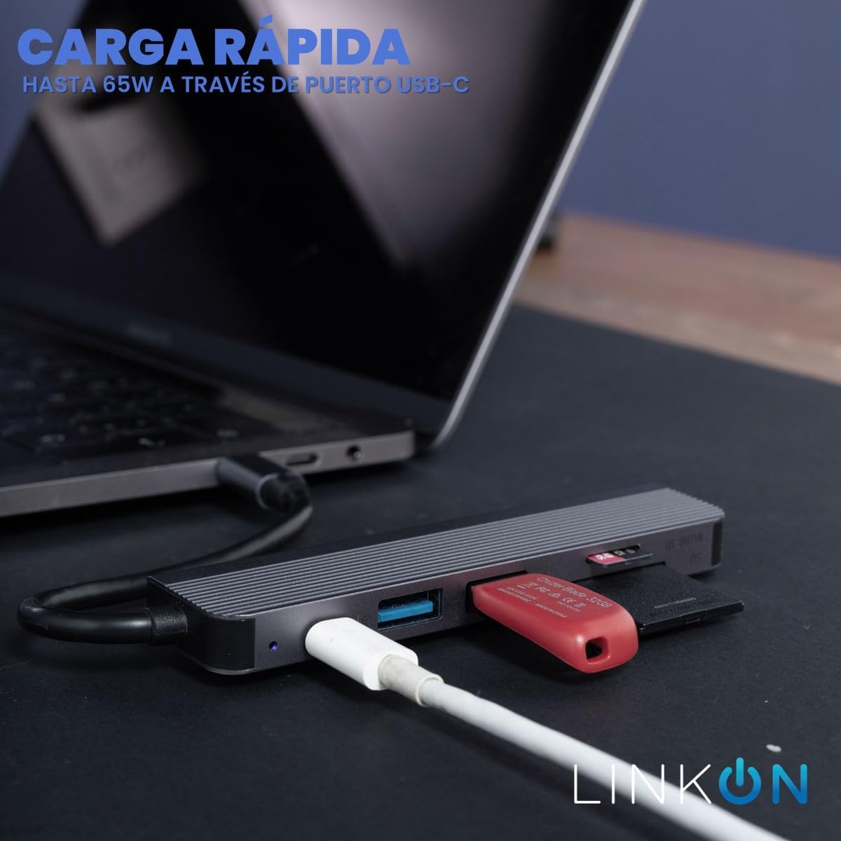 LINKON - Hub USB C Adaptador USB a Tipo C HDMI 4K, Ethernet Red RJ45 100Mbps, 2 Puertos USB 3.0, Carga Rápida 87W PD, Docking Station, Adaptador de Red (RJ45 5 en 1 100 MBps)