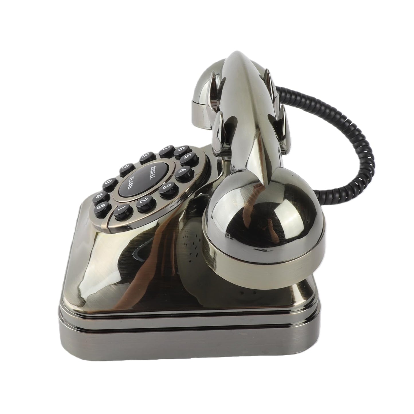 FastUU Teléfono Fijo Vintage Bronce, Teléfono Antiguo con Almacenamiento de Números y Timbre Mecánico
