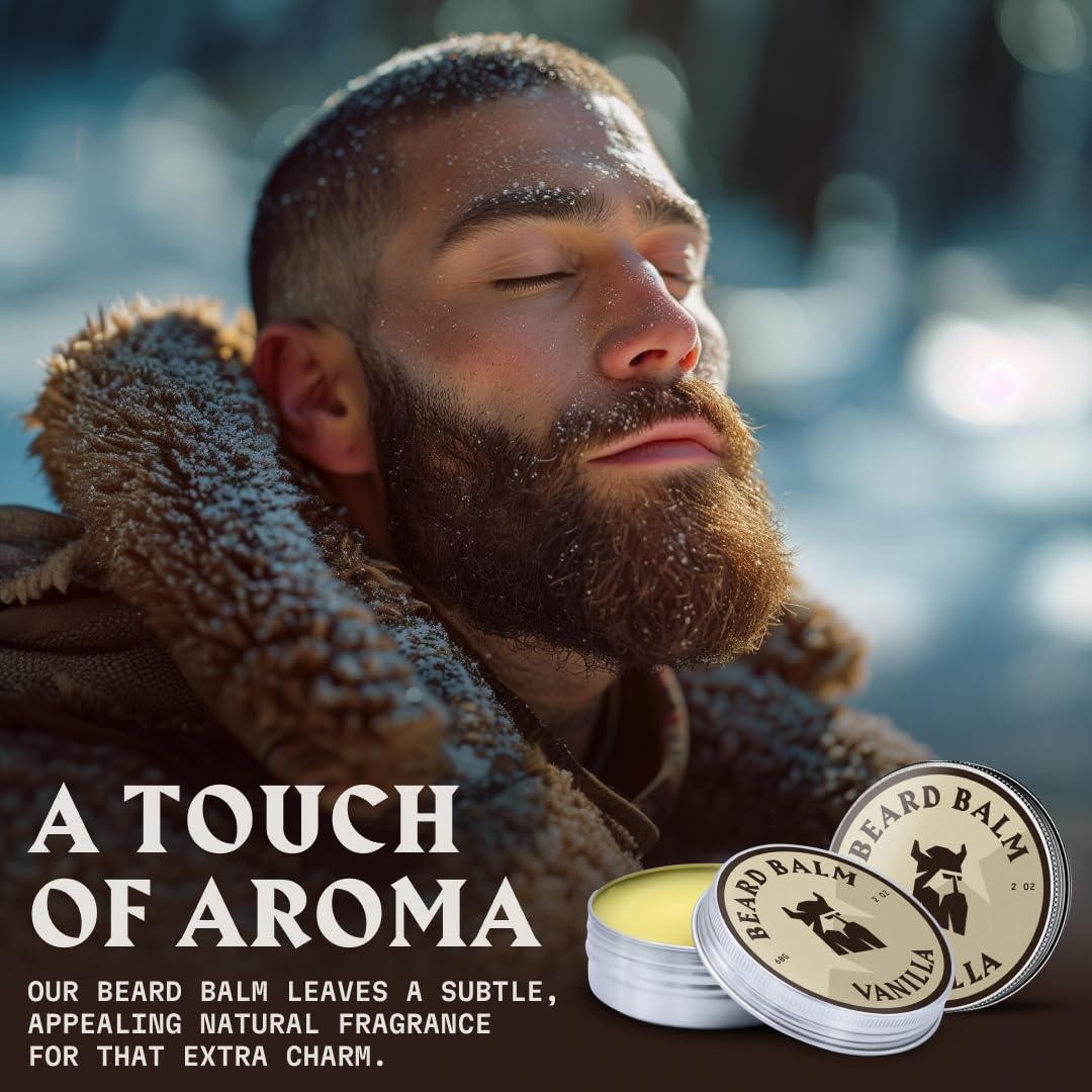 Striking Viking- Bálsamo para barba para hombres - Acondicionador sin enjuague para barba Bálsamo perfumado para peinar la barba Manteca suavizante para barba para hombres - Aceites de jojoba para bar
