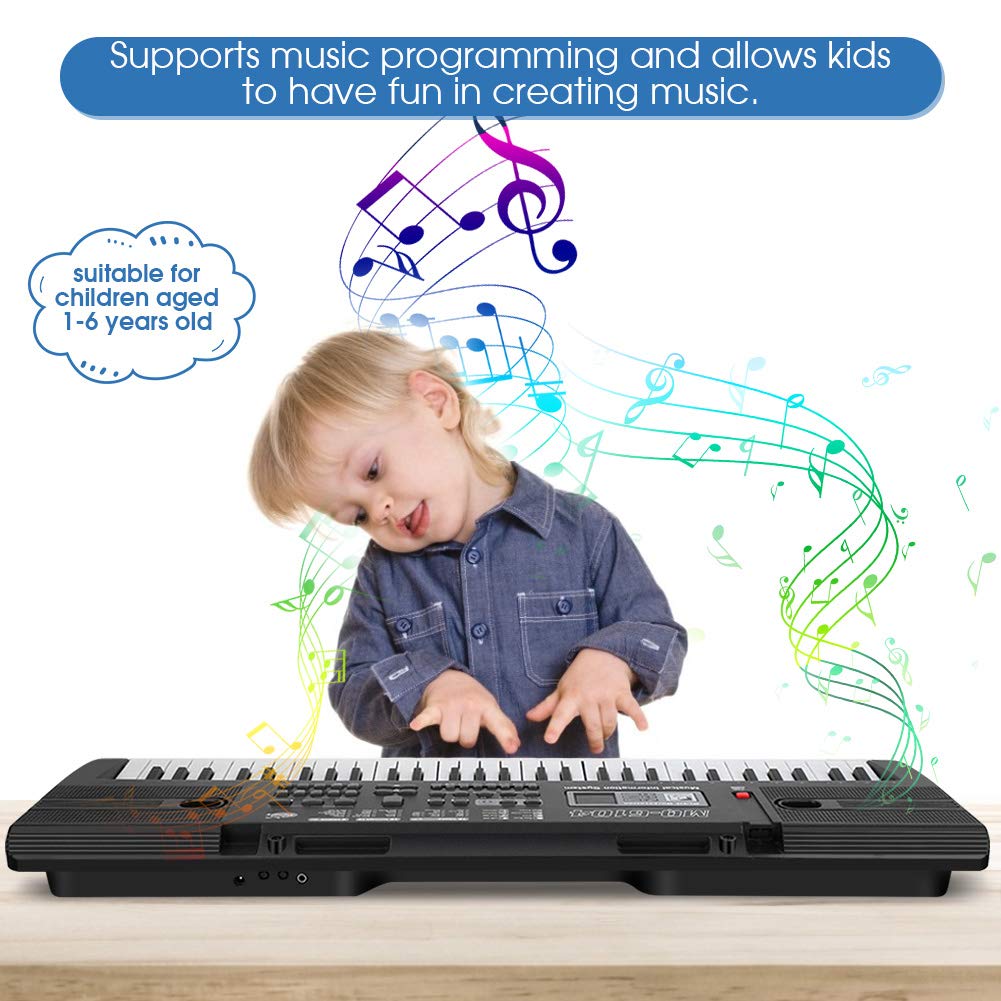 Teclado Electrónico Portátil para Principiantes con Micrófono y Soporte de Partitura