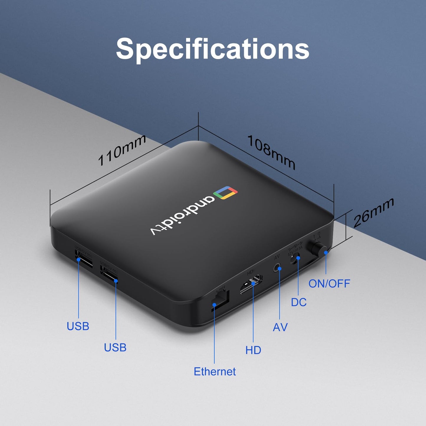 H96 Max Android 14.0 TV Box 64bit 2GB RAM 16GB ROM Amlogic S905L3 100M Ethernet WiFi6 Dual-WiFi 2.4G/5G 4K BT5.x USB TV Box