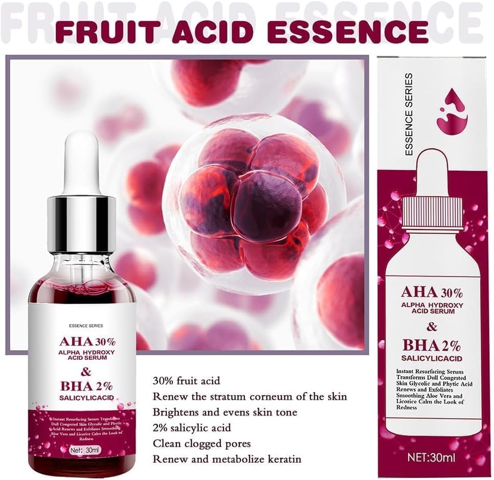 Tratamiento Facial para Rosácea 5pcs - Sérum de Ácido de Frutas para Reducir Rojeces y Equilibrar Sebo - 30ml