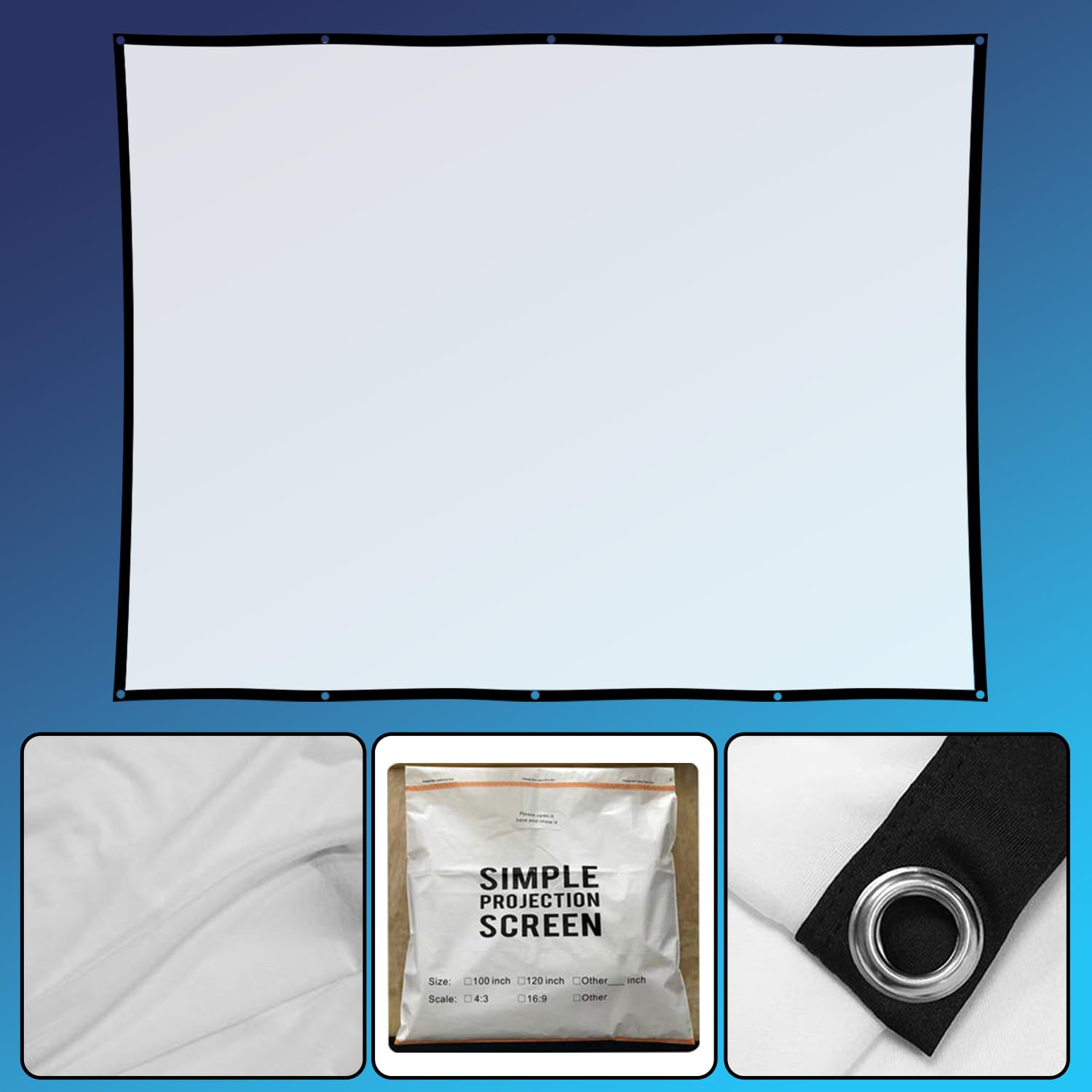 Proyector de Halloween holograma plegable de visualización de 100 pulgadas, portátil antiarrugas para interiores, proyector de video de doble cara para proyectar videos de Halloween, película nocturna