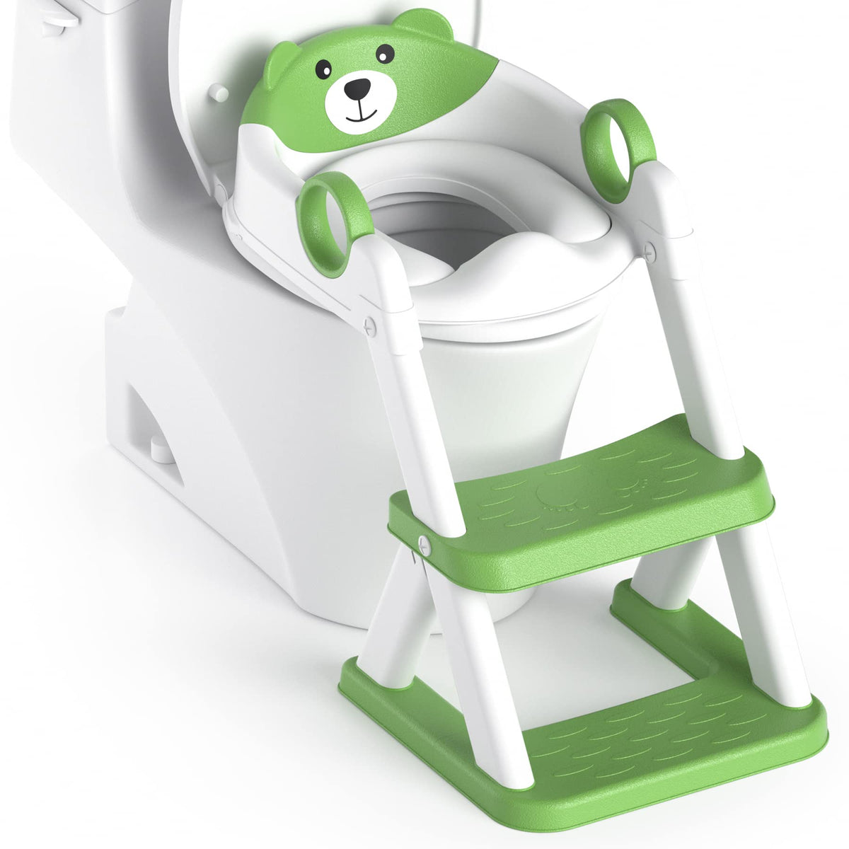 Rabb 1st Adaptador WC Niños, Plegable Portatil Infantil Asiento Inodoro, Inodoro de Entrenamiento 2 en 1 para Niños, Cojín Antideslizante y Antisalpicaduras, Taburete de Escalera