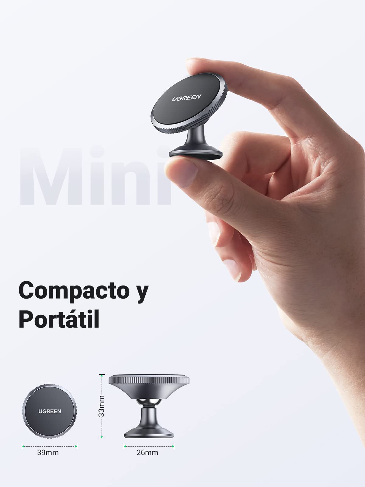 Soporte Magnético Celular UGREEN Negro con Adhesivo 3M y Rotación 360° para Automóvil