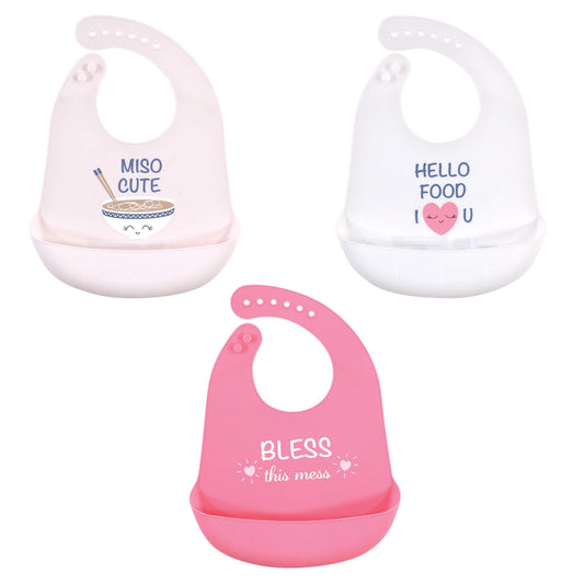 Hudson Baby - Baberos unisex de silicona para bebé, Miso Cute, talla única