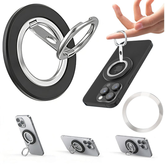 Soporte de Celular YCFXD Negro con Anillo y Doble Cara Magnética para iPhone 17, 16 Pro MAX y Android