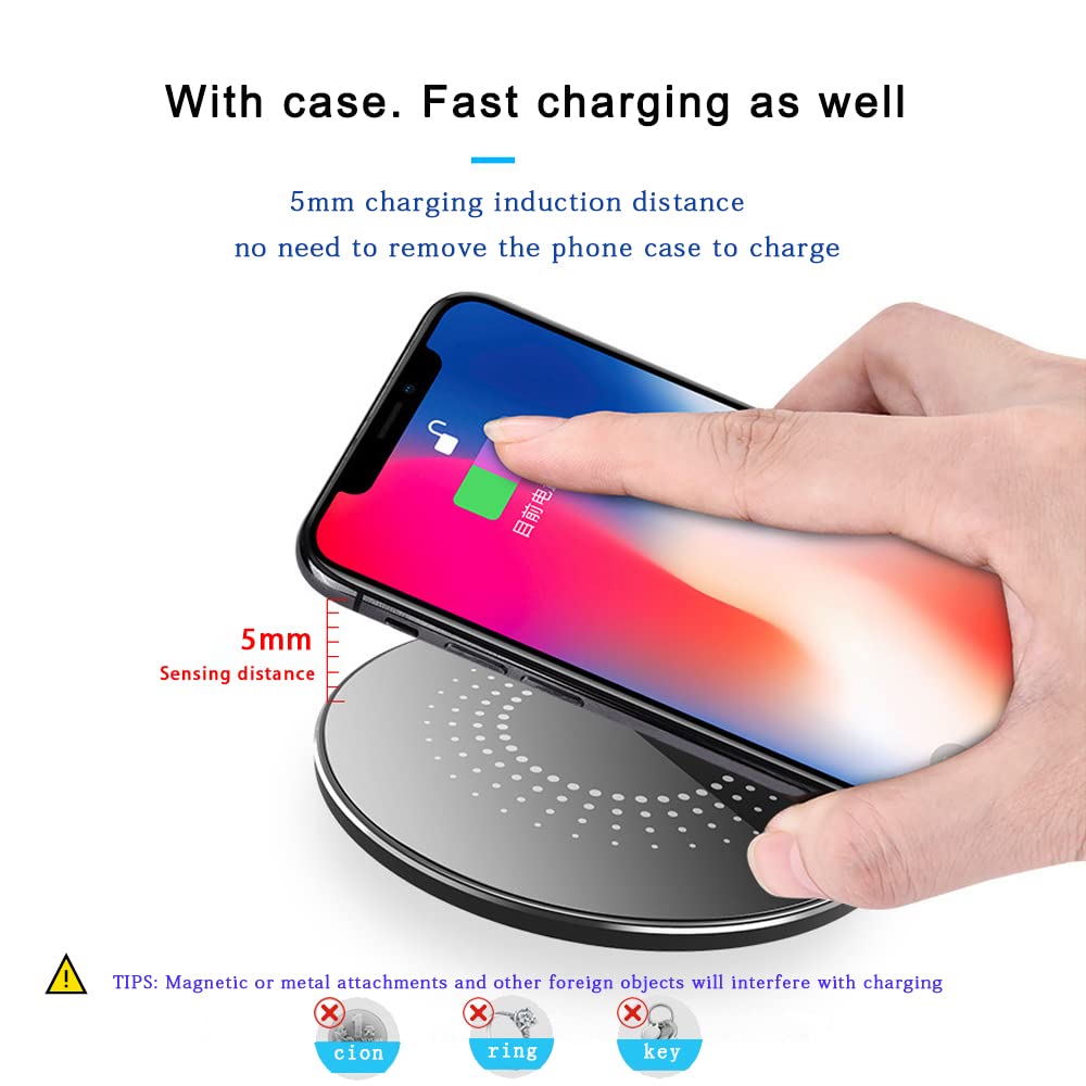 HONGYEE Almohadilla de Carga inalámbrica de 30 W, Cargador inalámbrico de 30 W, Cargador inalámbrico rápido, Carga inalámbrica Qi Compatible con Samsung Galaxy, Cargador rápido Compatible con iPhone