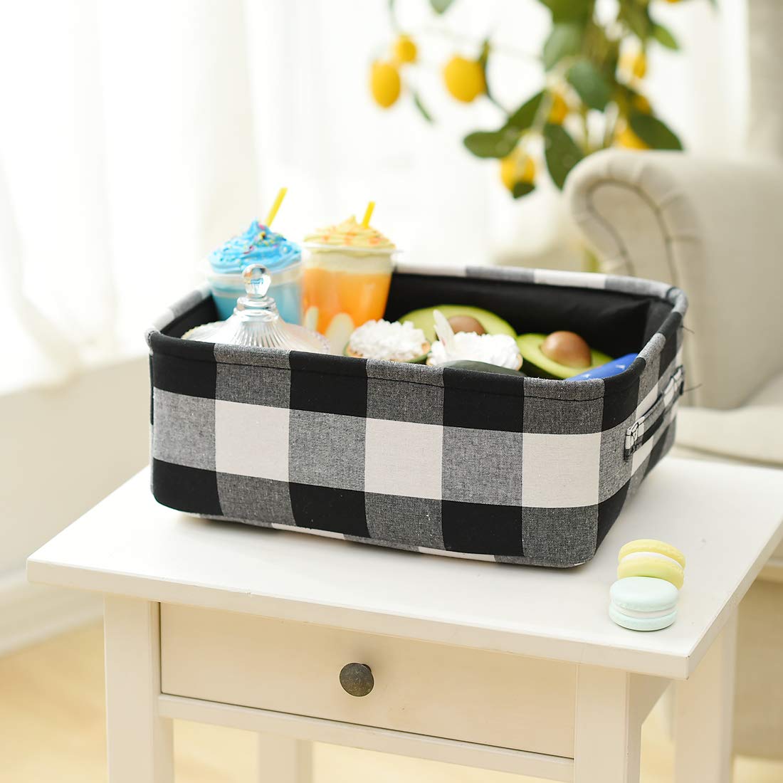 INough - Cestas de Navidad vacías para regalos de Navidad, cesta de regalo baja, bolsas plegables de regalo de Navidad, cubos de almacenamiento de juguetes a cuadros para niños, bebé, oficina