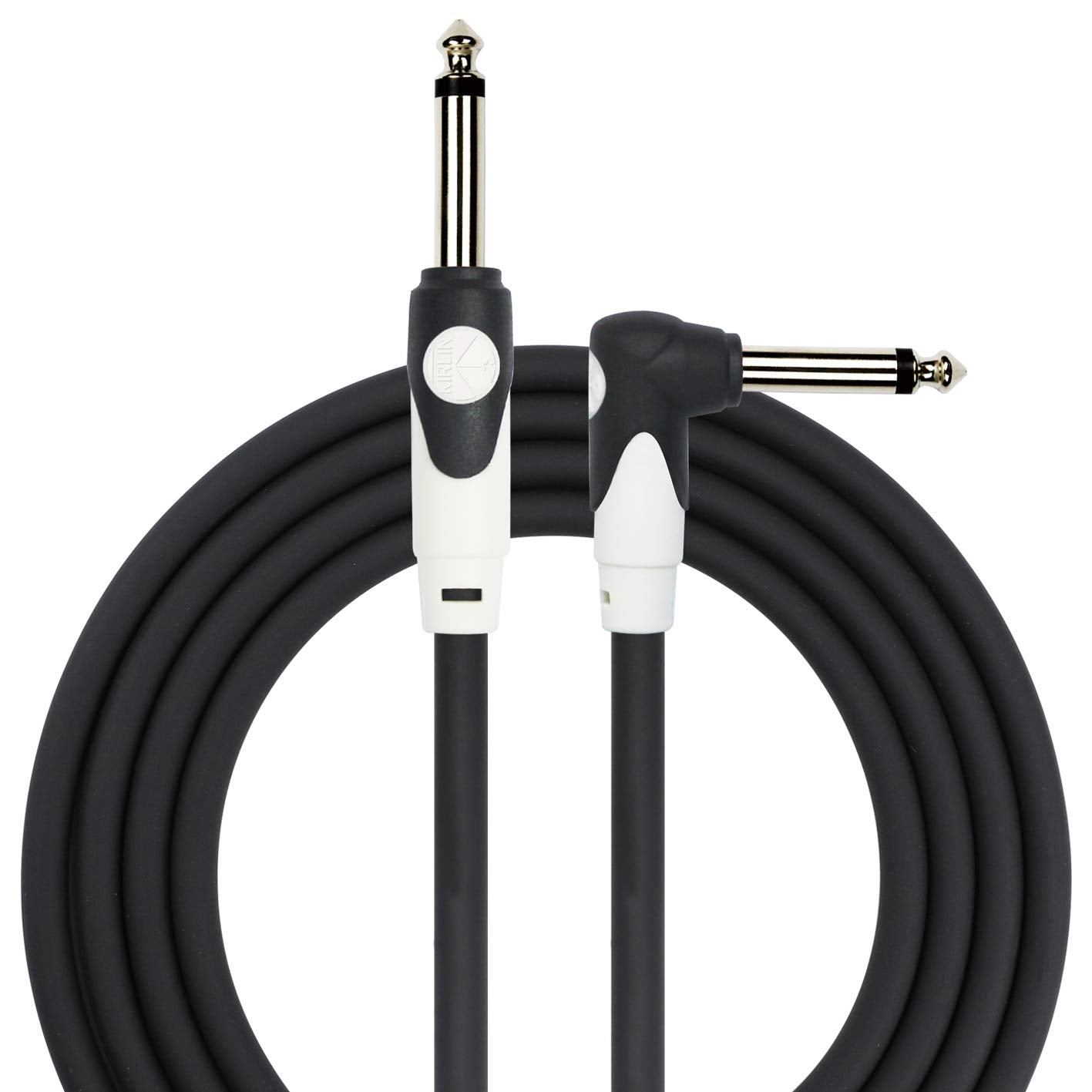 KIRLIN Cable de 1/4 pulgada LGI-202-10/BK 10 pies Straight to Right con Jacket PVC
