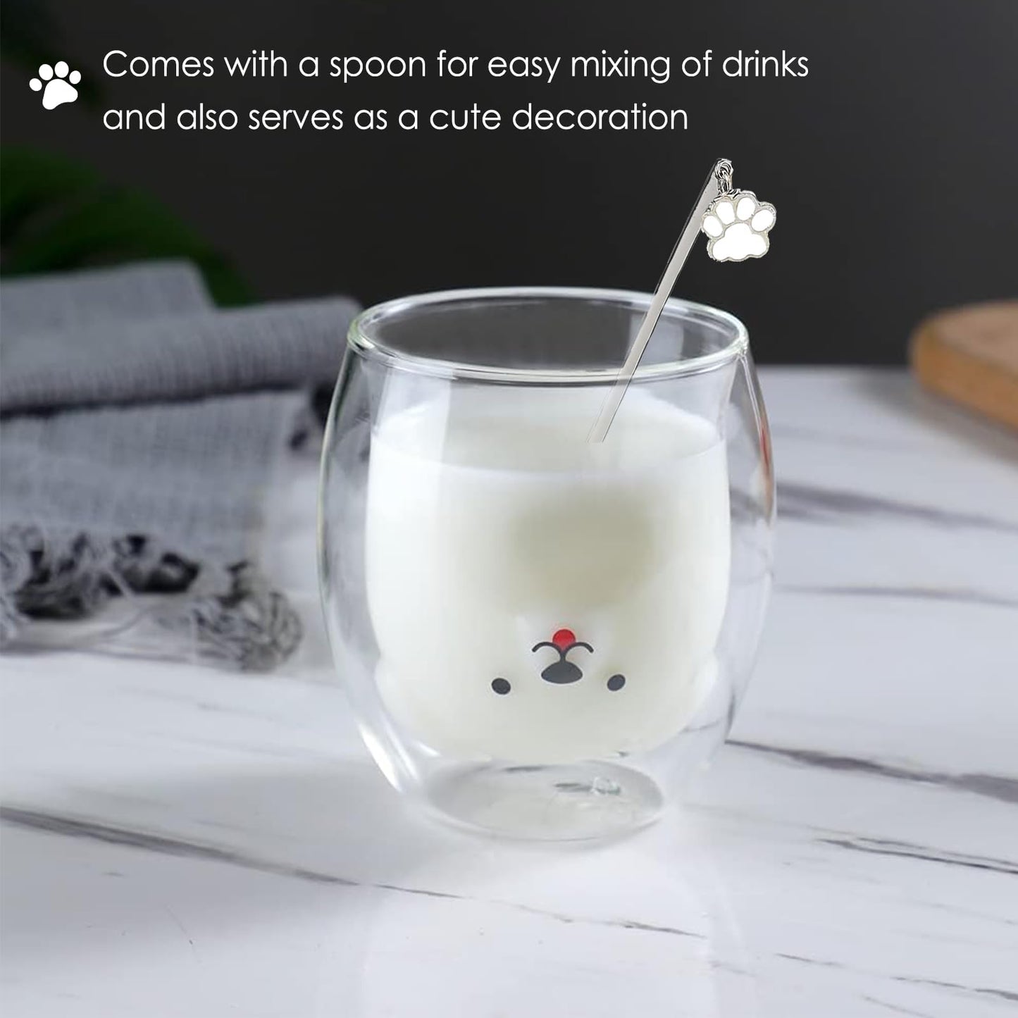 Binoster - Taza con aislamiento de doble pared de vidrio, taza de café, taza de té, taza de leche, regalo para oficina, cumpleaños, uso personal, de Navidad (perro feliz)