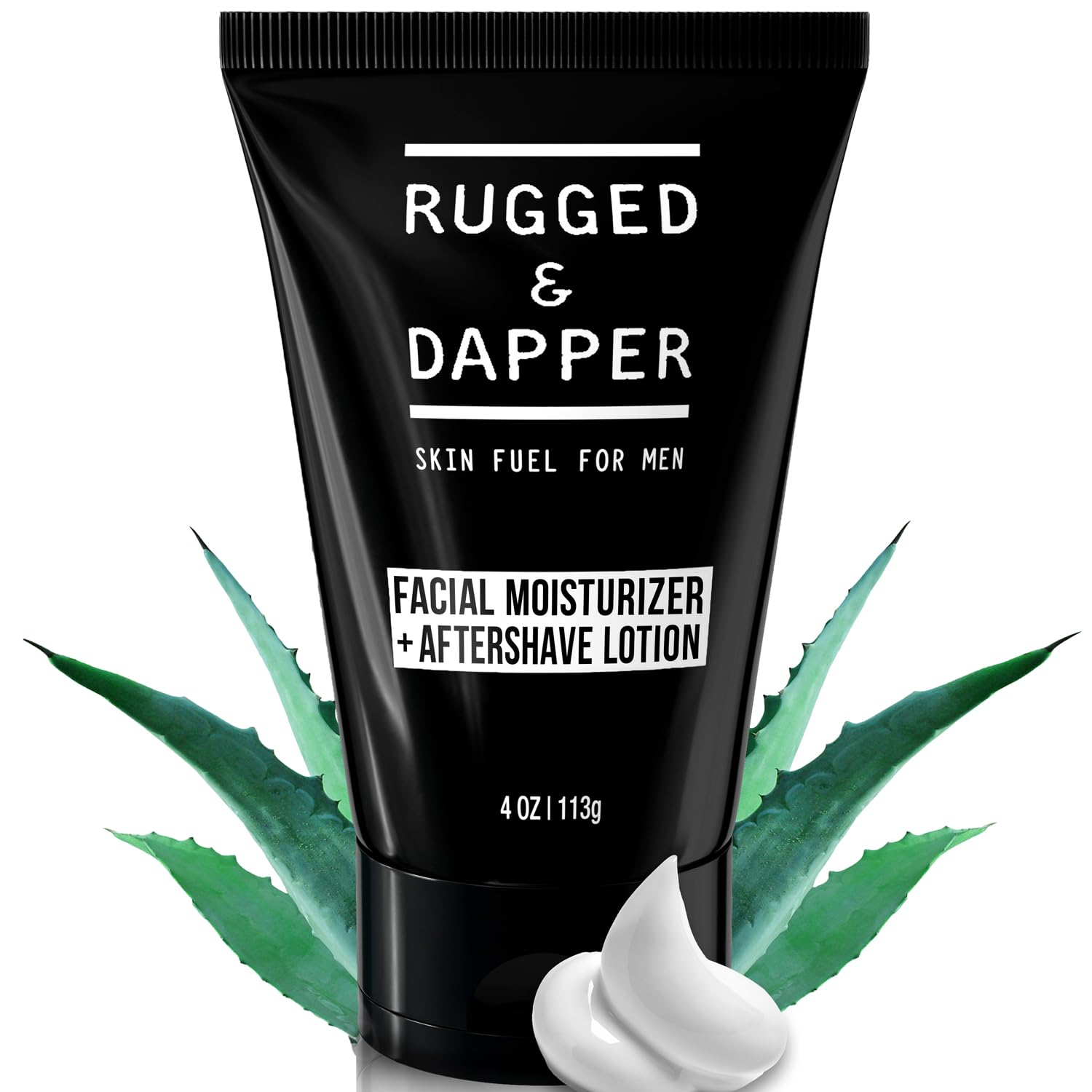 RUGGED & DAPPER Face Moisturizer for Men | 4 Oz. | Daily Anti-aging cream + Aftershave Lotion | Unscented | Organic & Natural Ingredients