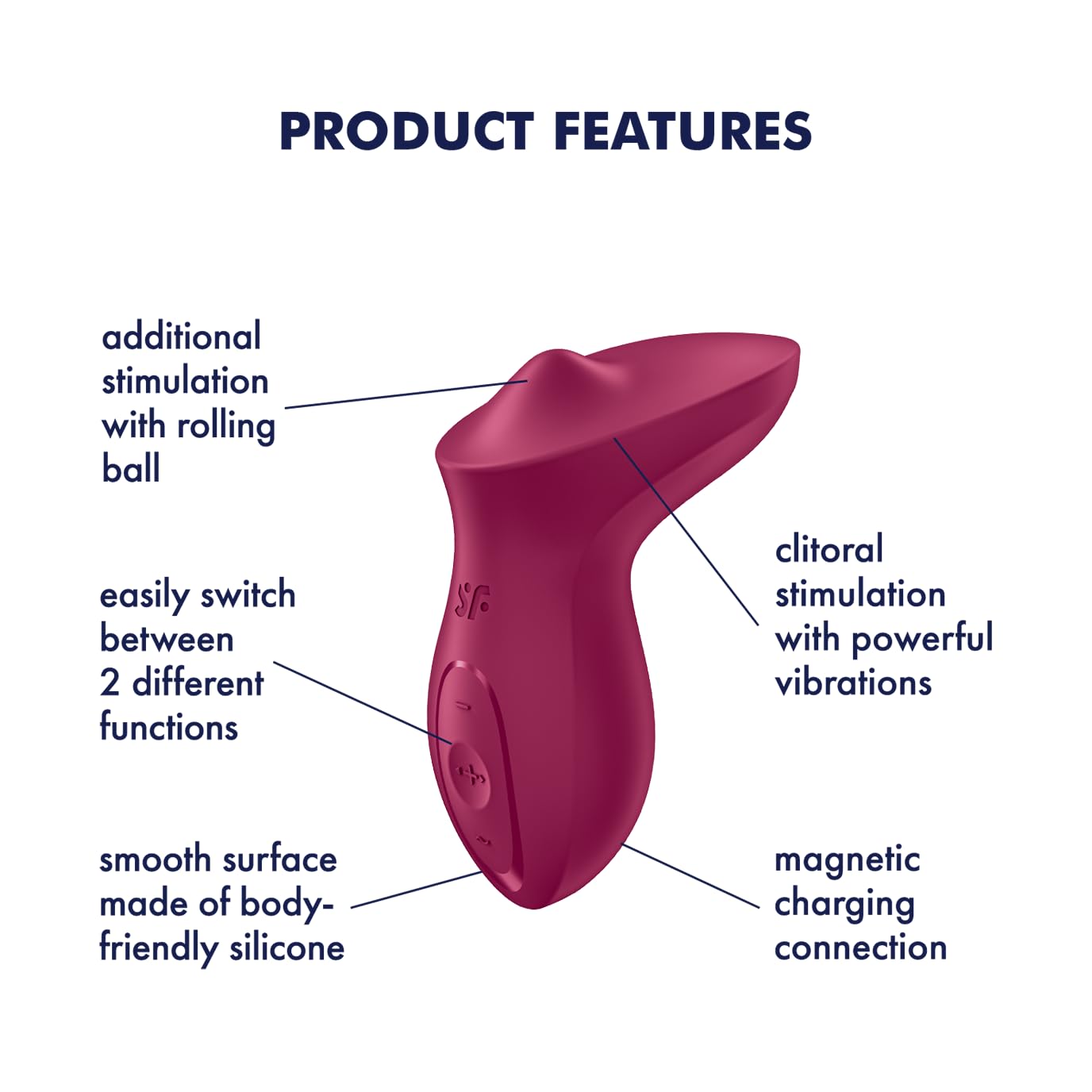 Vibrador Lay-on Satisfyer Cereza con Bola Estimulante y Recargable para Estimulación del Clítoris