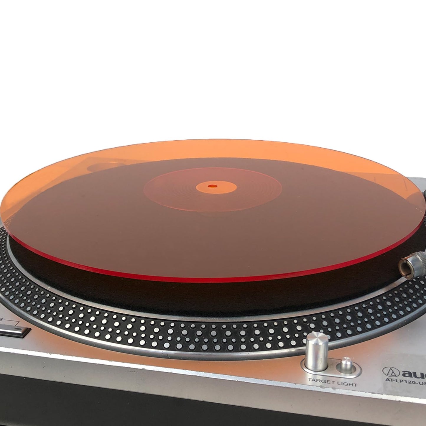 Mobile Pro Shop Turntable Acrylic Slipmat for Vinyl LP Record Players - 2.7mm thick Provides Tighter bass & improves sound quality - 12" Platter mat (Orange_lit)
