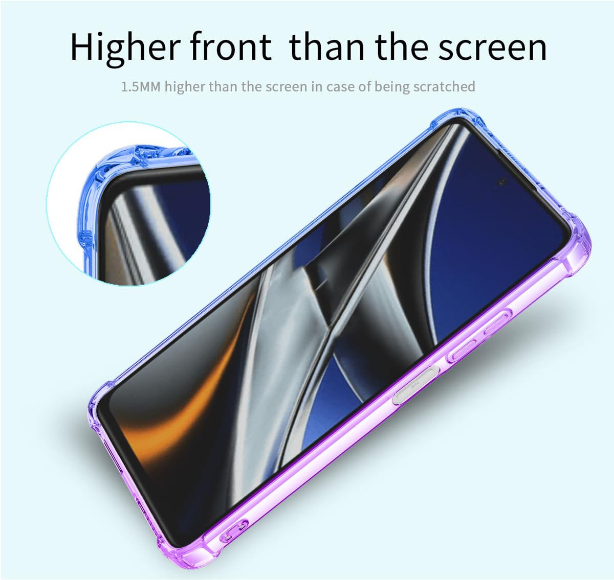 DABUNA Funda para Xiaomi Poco X4 Pro 5G Case Uso Rudo,Transparente Colores Degradados Protectora de Cámara Anticaída Carcasa Bumper(Púrpura Azul)