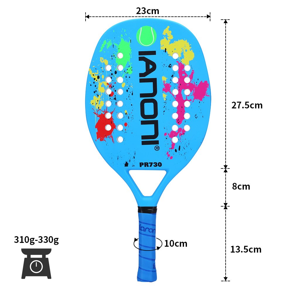 ianoni - Pala de tenis para playa (fibra de carbono, espuma viscoelástica EVA, núcleo de playa, raqueta de tenis), PR730